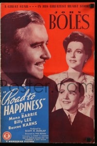 8d358 ROAD TO HAPPINESS pressbook 1942 pretty Mona Barrie & John Boles in his greatest love story!