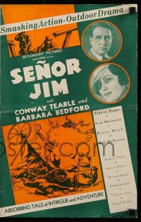 8d378 SENOR JIM pressbook 1936 Conway Tearle, Barbara Bedford, cool art of cowboys & bloodhounds!