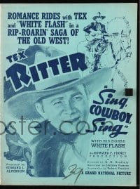8d394 SING COWBOY SING pressbook 1937 Tex Ritter & White Flash in a saga of the Old West!
