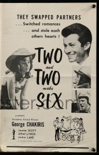 8d456 TWO & TWO MAKE SIX pressbook 1961 George Chakiris, Janette Scott, partner swapping!