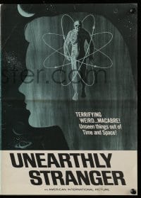 8d461 UNEARTHLY STRANGER pressbook 1964 cool art of weird macabre unseen thing out of time & space!