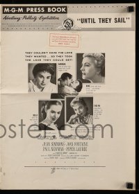 8d463 UNTIL THEY SAIL pressbook 1957 Paul Newman kissing sexy Jean Simmons, from James Michener story!
