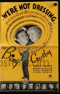 8d478 WE'RE NOT DRESSING pressbook 1934 Bing Crosby, Carole Lombard, Burns & Allen, Merman, rare!
