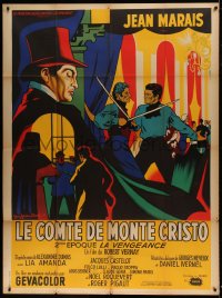 8f568 COUNT OF MONTE CRISTO Part II French 1p 1955 Jean Marais as Edmond Dantes, art by Noel!