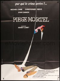 8f588 DEATHTRAP French 1p 1982 Sidney Lumet, different art of knife dangling over dead body!