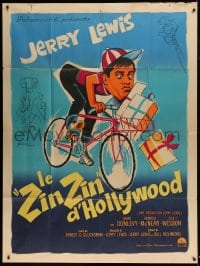 8f610 ERRAND BOY French 1p 1963 different Boris Grinsson art of wacky Jerry Lewis on bicycle!