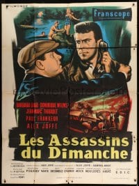 8f613 EVERY SECOND COUNTS white French 1p 1957 Les Assassins du dimanche, great Jean Mascii art!