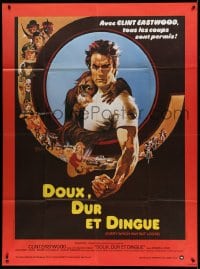 8f614 EVERY WHICH WAY BUT LOOSE French 1p 1979 Bob Peak art of Clint Eastwood & Clyde the orangutan!
