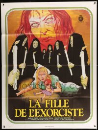 8f617 EXORCISM'S DAUGHTER French 1p 1972 wild P. Marty art of cultists surrounded little girl!