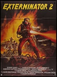 8f619 EXTERMINATOR 2 French 1p 1985 Meyer art of man w/flamethrower and punks in New York ruins!