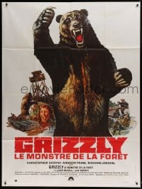 8f670 GRIZZLY French 1p 1976 different montage art with giant grizzly bear attacking!