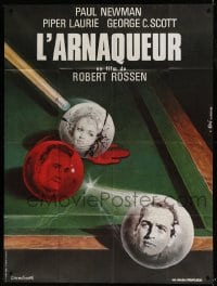 8f688 HUSTLER French 1p R1982 best art of Paul Newman, Piper Laurie & George C. Scott by Mascii!