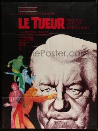 8f715 KILLER French 1p 1972 Le Tueur, cool image of Jean Gabin + colorful Clement Hurel artwork!