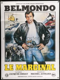 8f740 LE MARGINAL advance French 1p 1983 artwork of tough Jean-Paul Belmondo by Renato Casaro!
