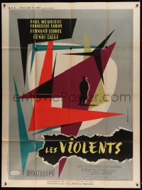 8f747 LES VIOLENTS French 1p 1957 cool geometric design artwork by Andre Bertrand!