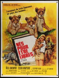 8f753 LIVING FREE French 1p 1972 different Mascii art of Hampshire as Joy Adamson with lion cubs!