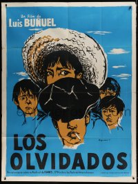 8f759 LOS OLVIDADOS French 1p R1961 Luis Bunuel's movie about lawless Mexican children, Lepoureau art!