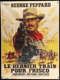 8f805 ONE MORE TRAIN TO ROB French 1p 1971 different Mascii art of George Peppard pointing gun!