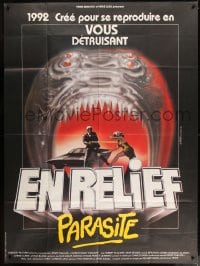 8f811 PARASITE French 1p 1982 the first futuristic monster movie in 3-D, different Landi art!
