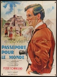 8f813 PASSEPORT POUR LE MONDE French 1p 1959 Yves Thos art of world traveler Peter Townsend!