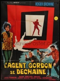 8f814 PASSWORD: KILL AGENT GORDON French 1p 1966 different Belinsky art of spy shootout silhouette!