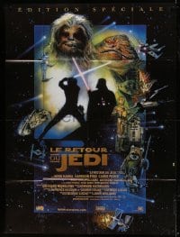 8f859 RETURN OF THE JEDI French 1p R1997 George Lucas classic, cool montage art by Drew Struzan!