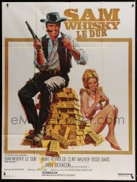 8f877 SAM WHISKEY French 1p 1969 Allison art of Burt Reynolds & Angie Dickinson by pile of gold!