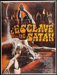 8f881 SATAN'S SLAVE French 1p 1979 wild different artwork of naked woman tortured by cultists!