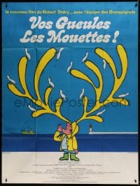 8f898 SHUT UP GULLI French 1p 1974 great cartoon art of man yelling at seagulls on his antlers!