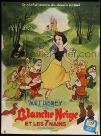 8f904 SNOW WHITE & THE SEVEN DWARFS French 1p R1973 Disney cartoon fantasy classic, great image!