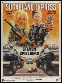 8f922 SUGARLAND EXPRESS French 1p R1980s Steven Spielberg, Goldie Hawn, cool different Sator art!