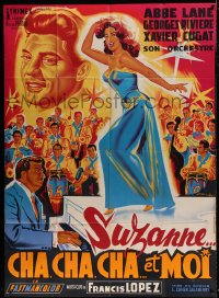 8f924 SUSANNA & ME French 1p 1964 great Belinsky art of sexy Abbe Lane + Xavier Cugat & orchestra!