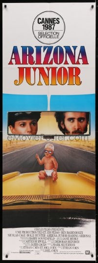 8f066 RAISING ARIZONA French door panel 1987 Coen Brothers, Nicolas Cage, Holly Hunter & baby!