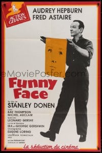 8f028 FUNNY FACE French 32x47 R1990s different image of Fred Astaire holding Audrey Hepburn's face!