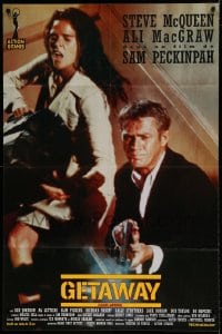8f029 GETAWAY French 31x47 R1990s great color image of Steve McQueen & Ali McGraw, Sam Peckinpah!