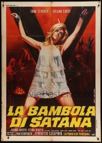 8f293 DOLL OF SATAN Italian 1p 1969 Piovano art of bound sexy blonde surrounded by creepy cultists!