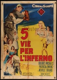 8f305 FIVE GATES TO HELL Italian 1p 1959 James Clavell, Dolores Michaels, different art!