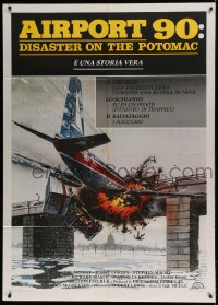8f307 FLIGHT 90: DISASTER ON THE POTOMAC Italian 1p 1986 wild art of plane crashing into bridge!