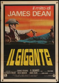 8f321 GIANT Italian 1p R1983 best image of James Dean reclined in car, directed by George Stevens!