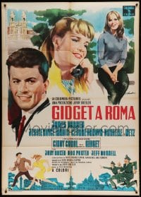 8f322 GIDGET GOES TO ROME Italian 1p 1963 different Olivetti art of James Darren & Cindy Carol!