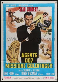 8f324 GOLDFINGER Italian 1p R1970s art of Sean Connery as James Bond + sexy golden Shirley Eaton!