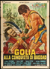 8f325 GOLIATH AT THE CONQUEST OF DAMASCUS Italian 1p 1966 Casaro art of Peter Lupus fighting!