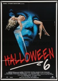 8f329 HALLOWEEN VI Italian 1p 1996 Maxy art of Mike Myers w/knife & naked girl through his eyes!