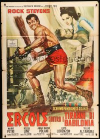 8f333 HERCULES & THE TYRANTS OF BABYLON Italian 1p 1964 art of strongman Peter Lupus as Rock Stevens