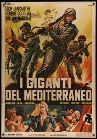 8f345 I GIGANTI DEL MEDITERRANEO Italian 1p 1968 Casaro art of World War II soldiers in Greece!