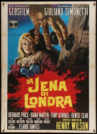 8f359 LA JENA DI LONDRA Italian 1p 1964 different Piovano art of girl scared of The Hyena of London!