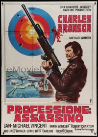 8f381 MECHANIC Italian 1p 1972 great different Avelli art of Charles Bronson with sniper rifle!