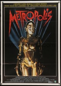 8f382 METROPOLIS Italian 1p R1984 Fritz Lang classic, great Nikosey art of robot Brigitte Helm!