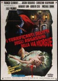 8f387 MURDERS IN THE RUE MORGUE Italian 1p 1972 Edgar Allan Poe, different art of killer & victim!