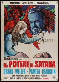 8f390 NECROMANCY Italian 1p 1974 wild different art of Orson Welles, Pamela Franklin & Satan!